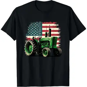 100% Cotton Agriculture Farm Tractor USA Flag tractor American farm USA T-Shirt