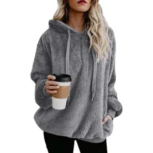 Women’s Fuzzy Pullover Sports Hoodie — Cozy, Oversized, with Hood and Pockets; Athletic Fleece Hoodie