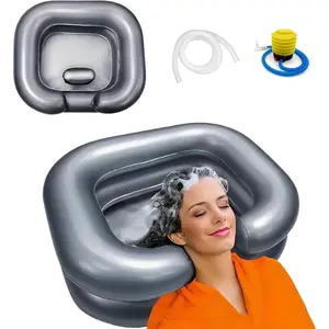 Double Layer Inflatable Hair Wash Basin, Durable Portable Washing Hair Pillow with 40in Drainage Pipe，PVC Soft Shampoo Bowl Portable Hair Washing Bowl for Bedridden, Disabled, Injured, Elderly，Home Bathroom Dormitory Camping, Boyfriend Gifts