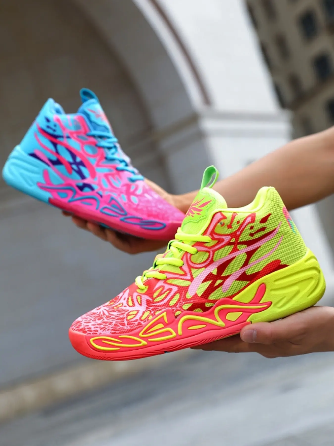 Unisex High-Top Stylish Basketball Shoes, Breathable Colorblock Design, Soft Comfort Lining, Anti-Slip Sole, Streetwear Style