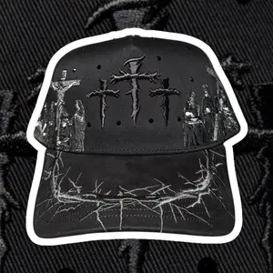 Viracrusis XCap Premium Embroidery Rhinestones Black Suede Snapback with Cross Design Silk Interior Adjustable Fit