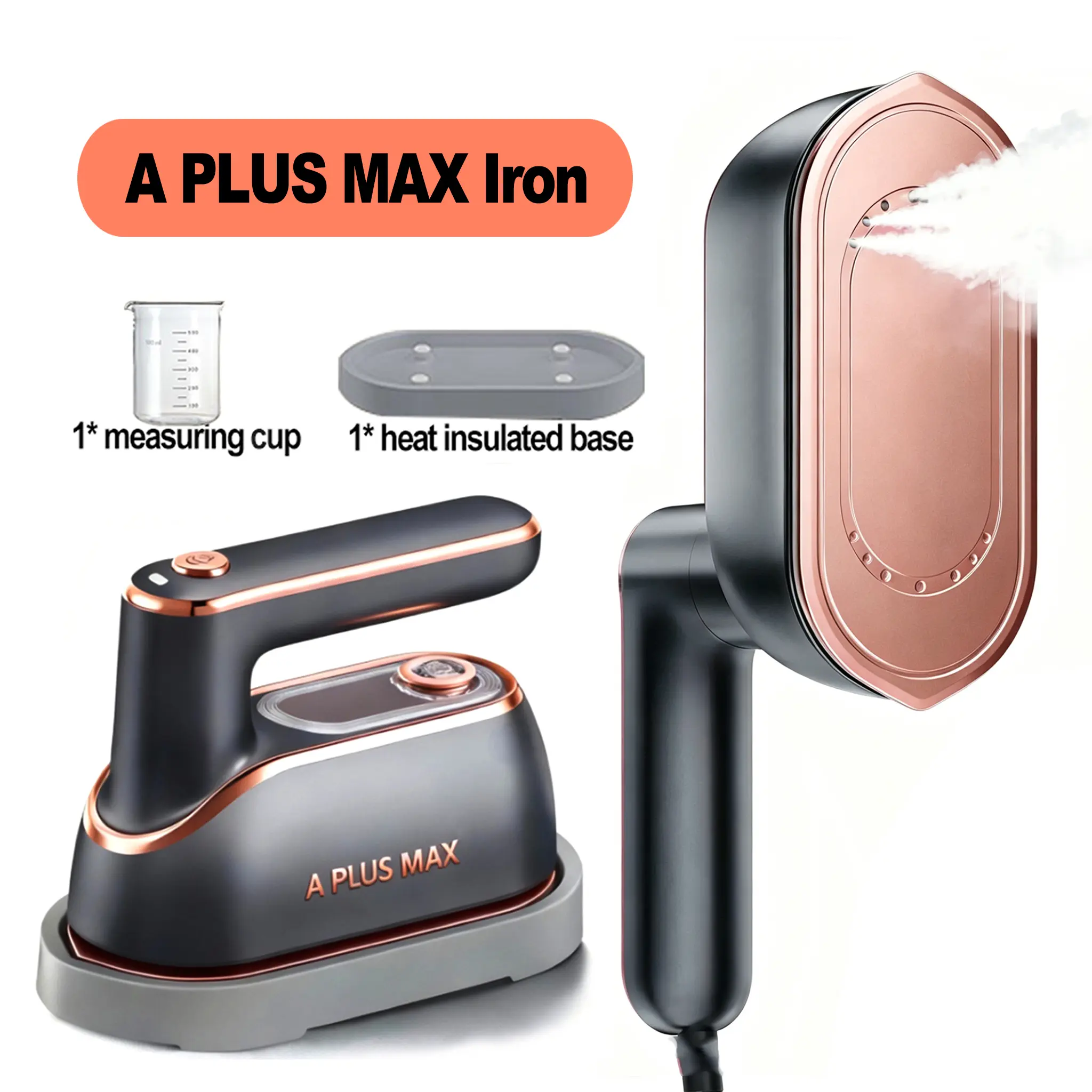 2-in-1 Handheld Portable Steam Iron & Garment Steamer - Fast Heat-Up, Large Soleplate, 150ml Water Tank, Lightweight Household Travel Wrinkle Remover, Holiday Gift Option