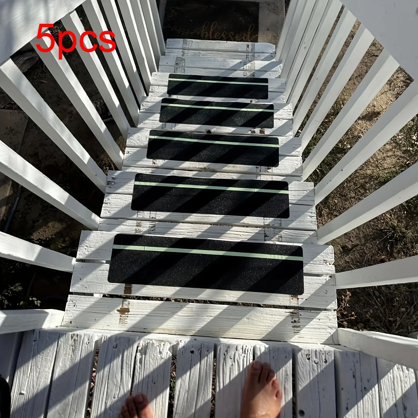 Luminous Non-slip Stair Mat, 5 Counts/set Waterproof Self Adhesive Stair Treads, Safety Stair Mats for Home, Office, Hotel, Apartment, Washable Runner Rugs, Non Skid Mats
