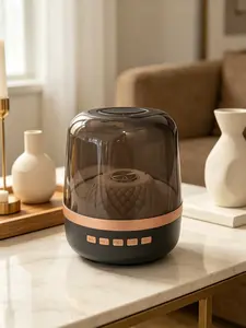 Harman Style Glass Bluetooth Speaker, 360° Surround Sound with Dynamic RGB Lights, Hi-Res Audio Wireless Speaker for Home Decor, Party, Travel