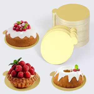 100 Mini Cake Boards, Round Mousse Cake Base, Paper Cupcake Dessert Display Tray, Oil-Resistant Round Cake Board, Party Supplies