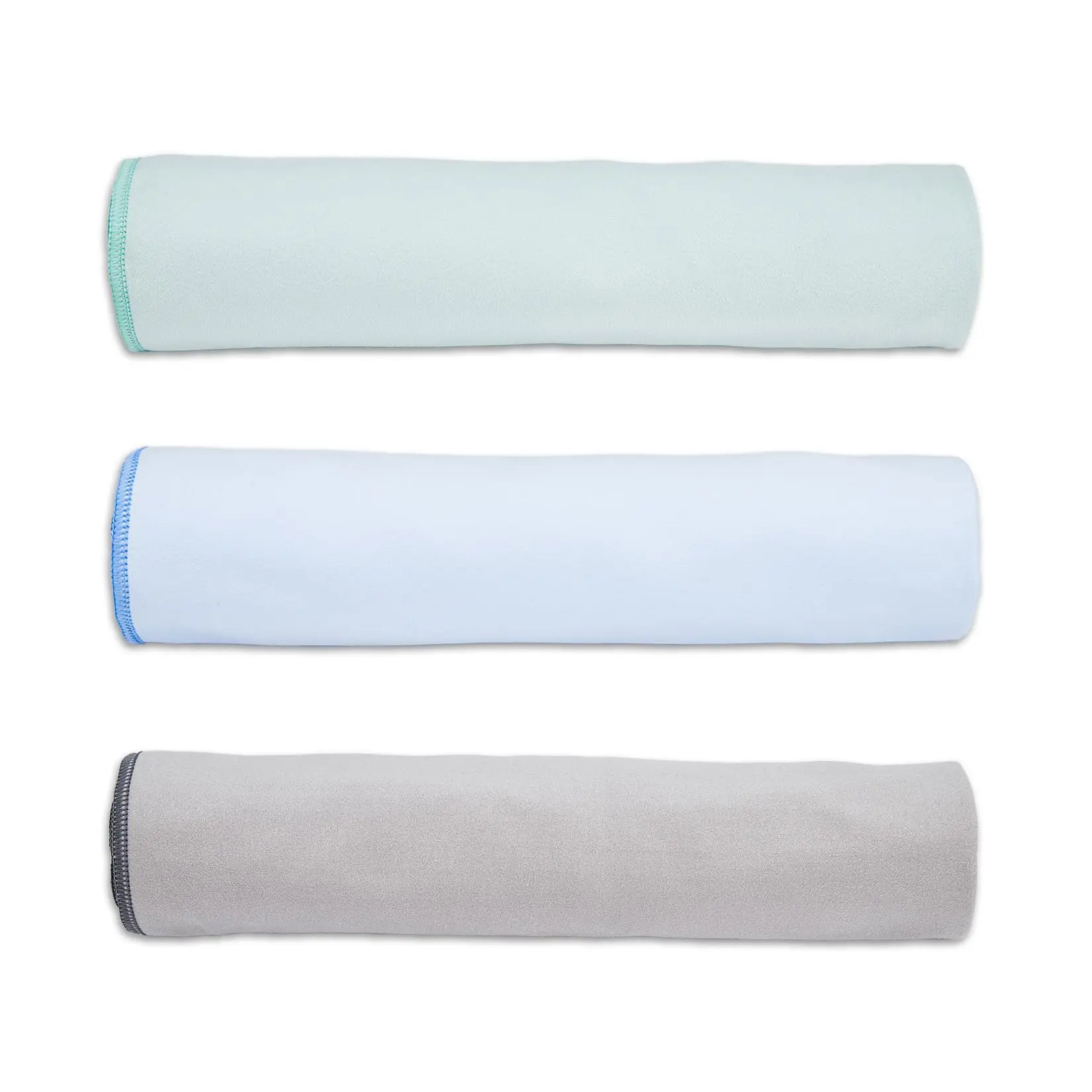 3PCS Non-Slip Yoga Towel Set for Yoga Mat, Ultra Thick Flannel Microfiber Fitness Towels for Hot Yoga Pilates Gym Bench, Super Absorbent Quick Dry Mat Cover for Women Studio Workout, Haze Blue Green Gray