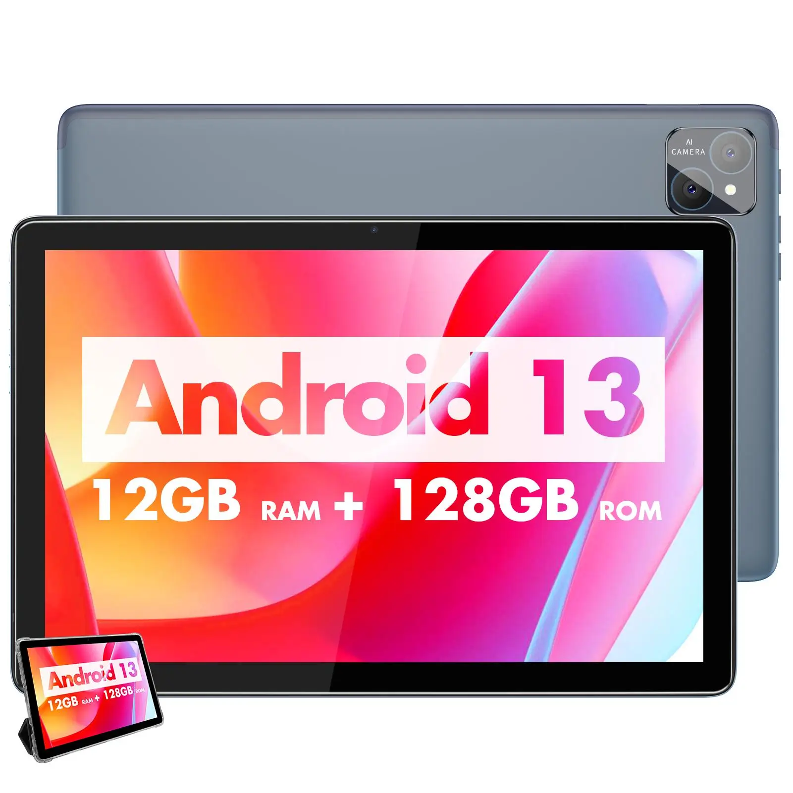 10.1 Inch Android 14 Tablet, Large Screen Entertainment Office Dual Channel Speaker Tablet, HD Screen Tablet with 128G Storage, 2.4G/5G WiFi Wireless