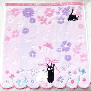 13.5"x13.5" Beautiful Ultra Soft Cotton Embroidered Cats Hand Facial Towel for Bathroom Home Decor Decorative