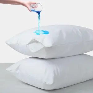 Waterproof Zipper Pillow Protectors King Size Pack of 4 Noiseless Pillow Encasement Covers 20 x 38 Inches