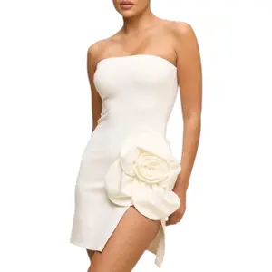 Chic Rosette Mini Dress - White