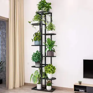 Indoor Outdoor 8-Tier White Metal Plant Stand Rustproof Planter Pots Holder 17x9x56 inches for Balconies Gardens Offices Modern Design Elevated Planting Boxes