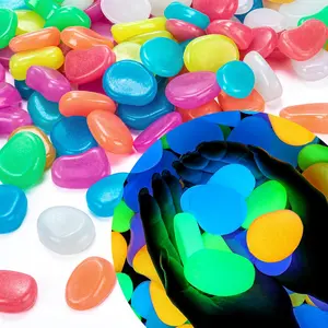 150 Pcs Multicolor Glow-in-the-Dark Pebbles, Luminous Outdoor Decor Rocks for Walkway, Halloween Decor, Aquarium Gravel, Fish Tank, Succulent Plants（0.59-0.78 inch））