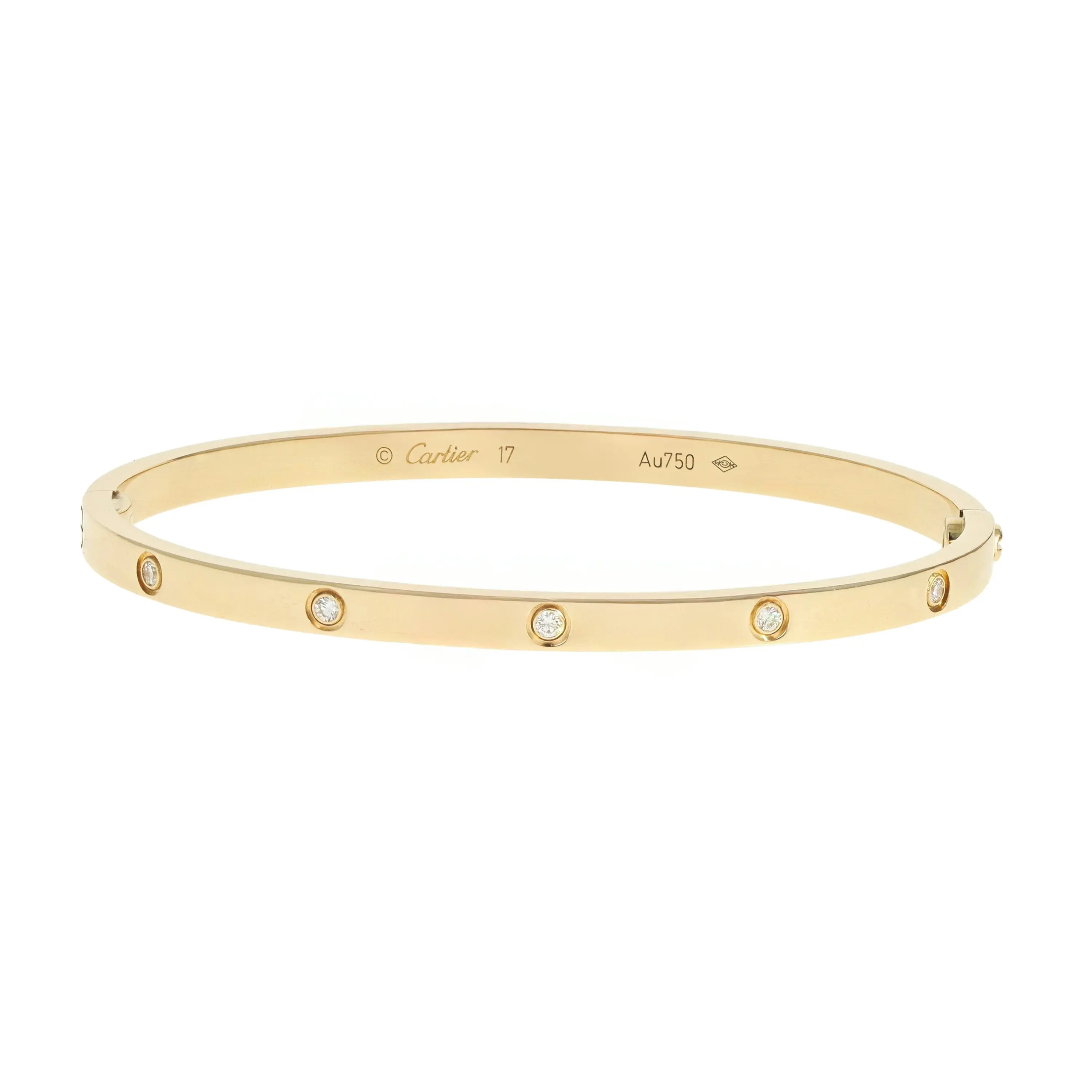 Pre-owned Cartier Love Small Model Bangle Bracelet Size 17