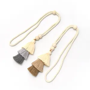 2-piece set, modern and simple three-color fringed curtain tie straps. No drilling required, no installation needed. Adjustable loose-fitting tie ropes. No drilling required. Bohemian-style curtain binding straps. Polyester rope fixers. Suitable for home