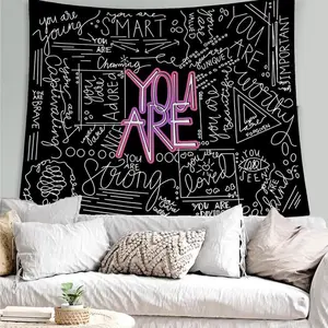 Tapestry You Are Tapestry Inspirational Wall Art Wall Hanging Positive Saying Classroom Tapestry for Teen Girl Bedroom Dorm 50x60 Inches (Black)