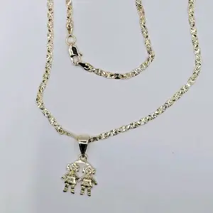 2 girls GOLD-PLATED with chain Gold-Plated 18-inch or 24-inch Golden Heart Necklace Assorted Necklaces