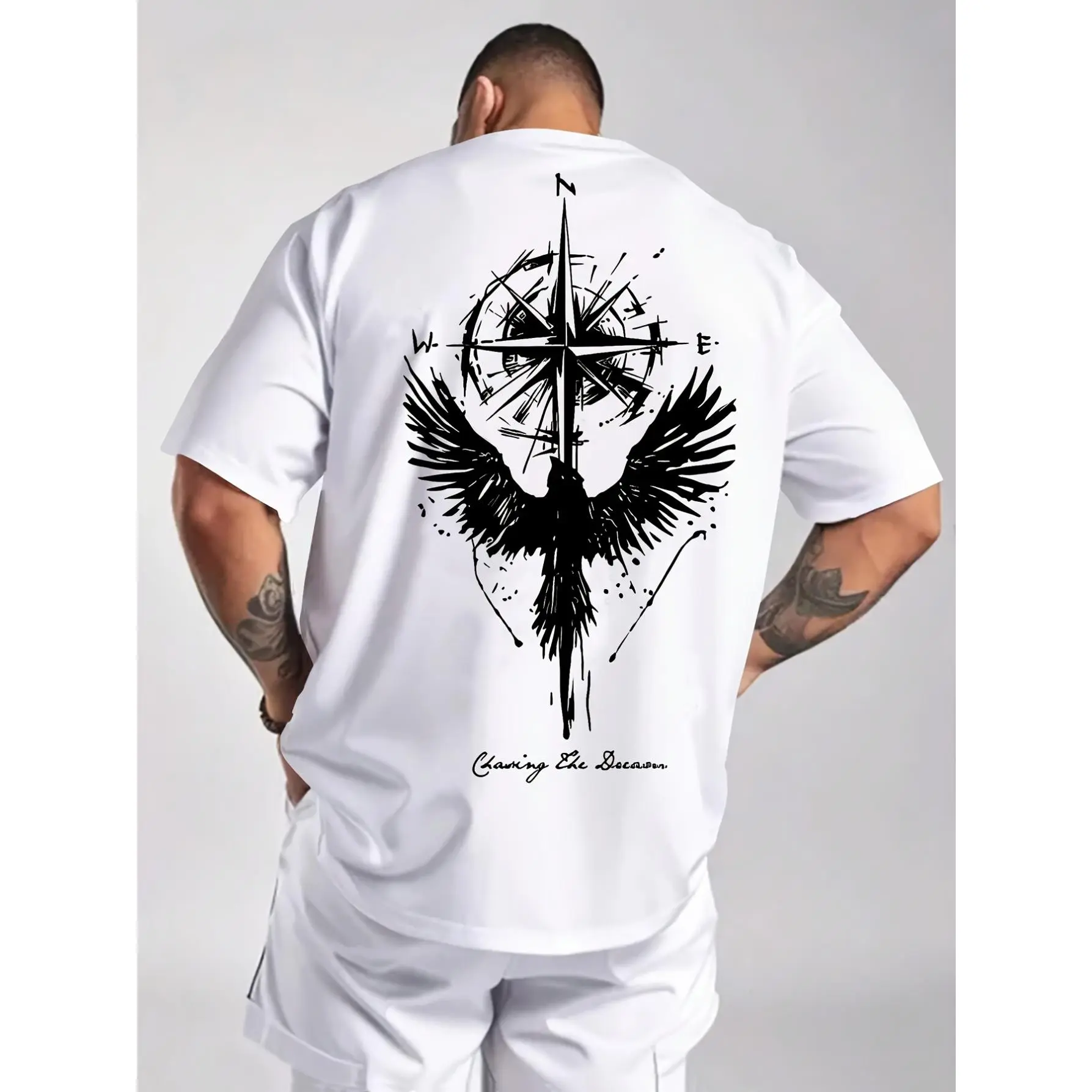 Men's Viking Norse Mythology Graphic T-Shirt - Double-Sided Viking Ship & Rune Print, Quick-Dry Moisture-Wicking Breathable Fabric, All-Season Casual & Outdoor Wear, Machine Washable Crew Neck Short Sleeve for Gym, Hiking, Everyday Use - Viking-Inspired S