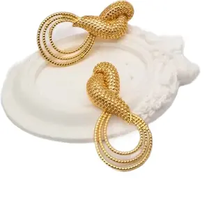 Elegant Gold-Tone Snake Design Dangle Earrings for Women Fashionable Statement Jewelry Accessories