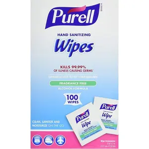 Purell Hand Sanitizing Wipes, Alcohol Formula, 100 Individually-Wrapped Wipes Healthcare Aid