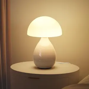 Mushroom Lamp Vintage Ceramic Table Lamp for Bedroom, Ice Crack Ceramic LED Night Light for Kids, Mid Century Modern Bedside Lamp for Nightstand, Living Room, Home Decor Gift Ideas for Women