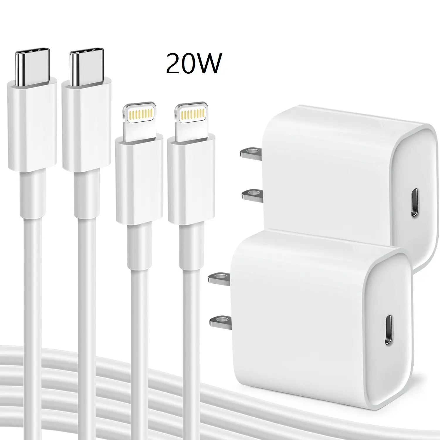 6-Pcs Fast Charging Kit, 20W USB-C Charger Block & Fast Charging Cord Set, MFi Certified Type-C to Lightning Cables, Fast Charging Supported for iPhone 14/13/12/11 Pro Max