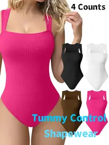 Women's Shapewear Bodysuit, Comfortable Casual Tummy Control & Butt Lifting, Daily Wear Compression Shirt, Knitted Slimming Fitness