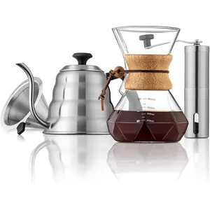 Pour Over Coffee Maker Set - 40oz Gooseneck Kettle with Thermometer, Coffee  & 20oz Drip Coffee Maker - Stainless Steel Pour Over Coffee Set
