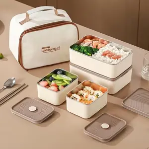 3-Piece Insulated Lunch Box Set, Portable Lunch Box, 5.5 Inches with Stainless Steel Utensils, Ideal for Work, School, Travel and Healthy Eating