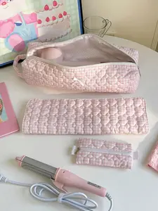 Plaid Travel Hair Dryer Curling Iron Storage Bag Set, Hair Clips Accessories Organizer, Straightener Pouch, All Seasons Style, Soft