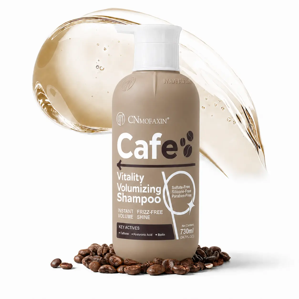 Cnmofaxin Volumizing Shampoo with Caffeine, Biotin & Salicylic Acid, Sulfate-Free Thickening & Clarifying Haircare for Thinning Hair & Oil Control, 24.7 fl oz, Exfoliate, Hydrating, Coffee, Gentle, Hyaluronic Acid, Bouncy Hair, Unisex, Calming, Soothing,,