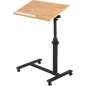 Overbed Bedside Desk Mobile Rolling Laptop Stand Tilting Overbed Table with Wheels Height Adjustable Tray Table for Laptop Bed Sofa Side Table ()