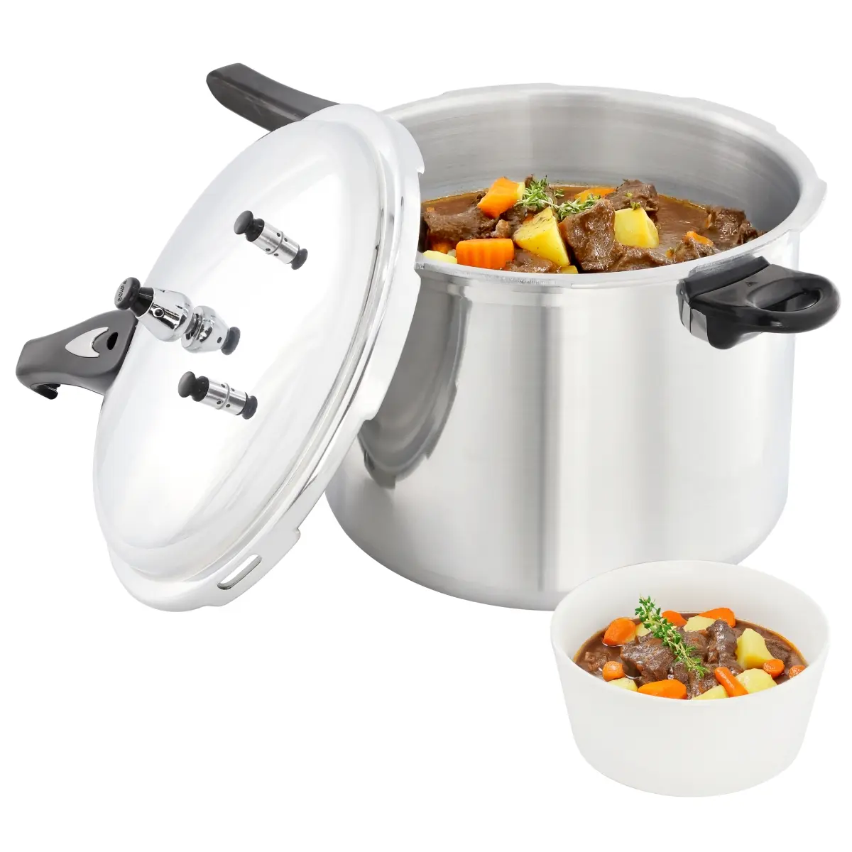 Megachef MC-1200 Improved Induction-Safe 11.5 qt. Pressure Cooker (Pressure Pot) - Round Pot Kitchenware, Single Unit Stovetop Cookware with Steamer Insert
