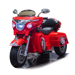 Kids Electric Ride On Motorcycle, Red, 43.3 x 18.9 x 26.8 in, 3-Wheel Two-Seat Motorbike Shape, Durable Plastic Build, Key Start, Dual Motor Drive, Headlight, Music Story USB MP3 Wireless, Large Storage Box