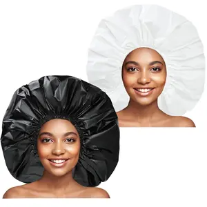 Super Jumbo Shower Cap 2 PCS Waterproof Shower Caps for Women, Extra Large Shower Cap, Reusable Super Large Bath Caps Hair Cap for Long Thick Curly Hair