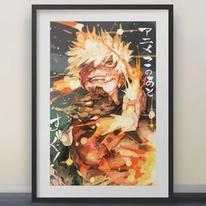 Bakugo Katsuki Anime Poster, My Hero Academia Wall Art, Modern Manga Room Decor