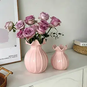 Modern Ceramic Vase Cream Style for Living Room Bedroom Dining Table Coffee Table Decor Flower Hydroponic Plant Art Ornament