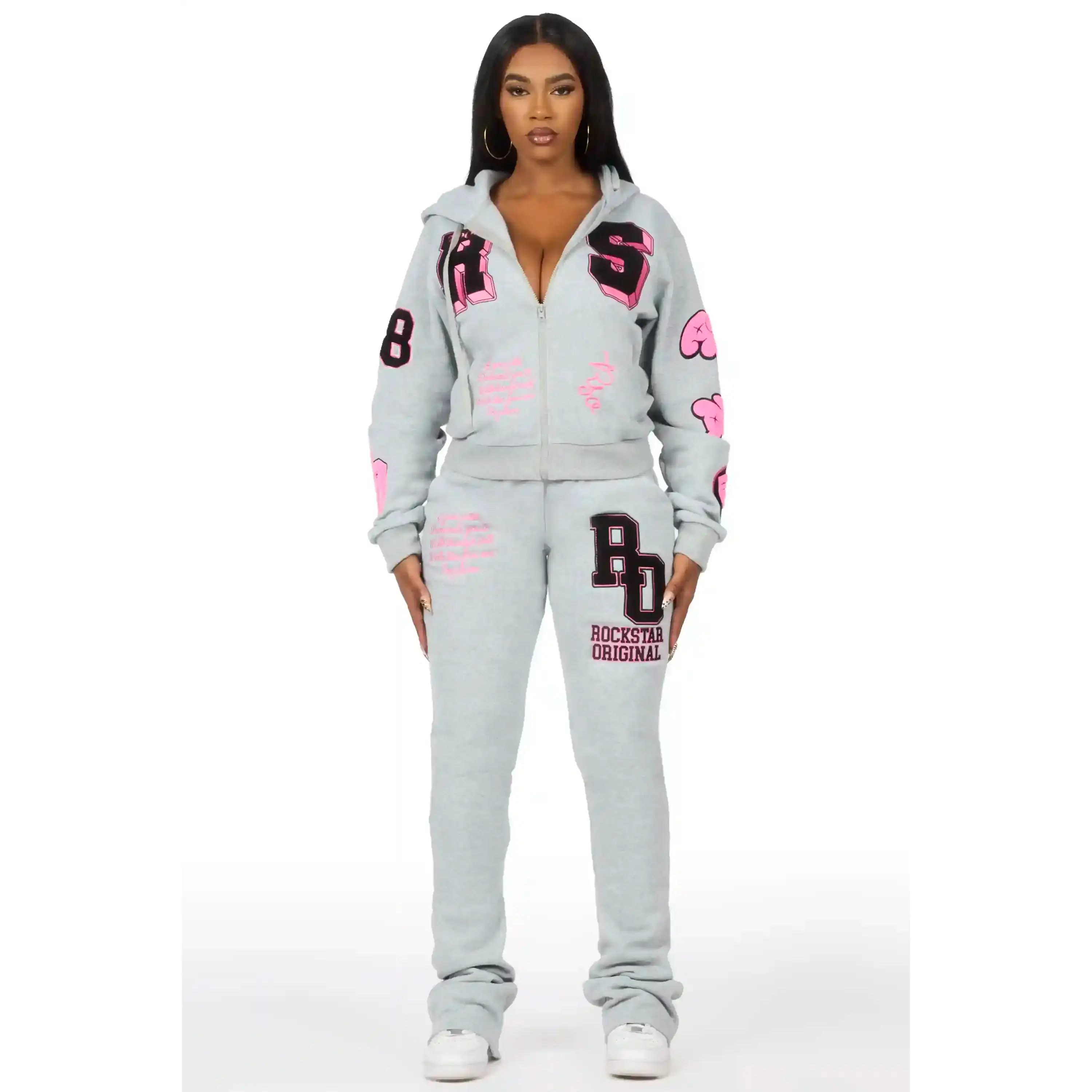 Leslee Grey/Pink Super Stacked Track Set Leslee Grey/Pink Super Stacked Track Set