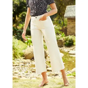 ModCloth Boho Bliss Wide Leg Crop Pants with Pockets - Marshmallow Bliss (2-26W) Ivory White Capris