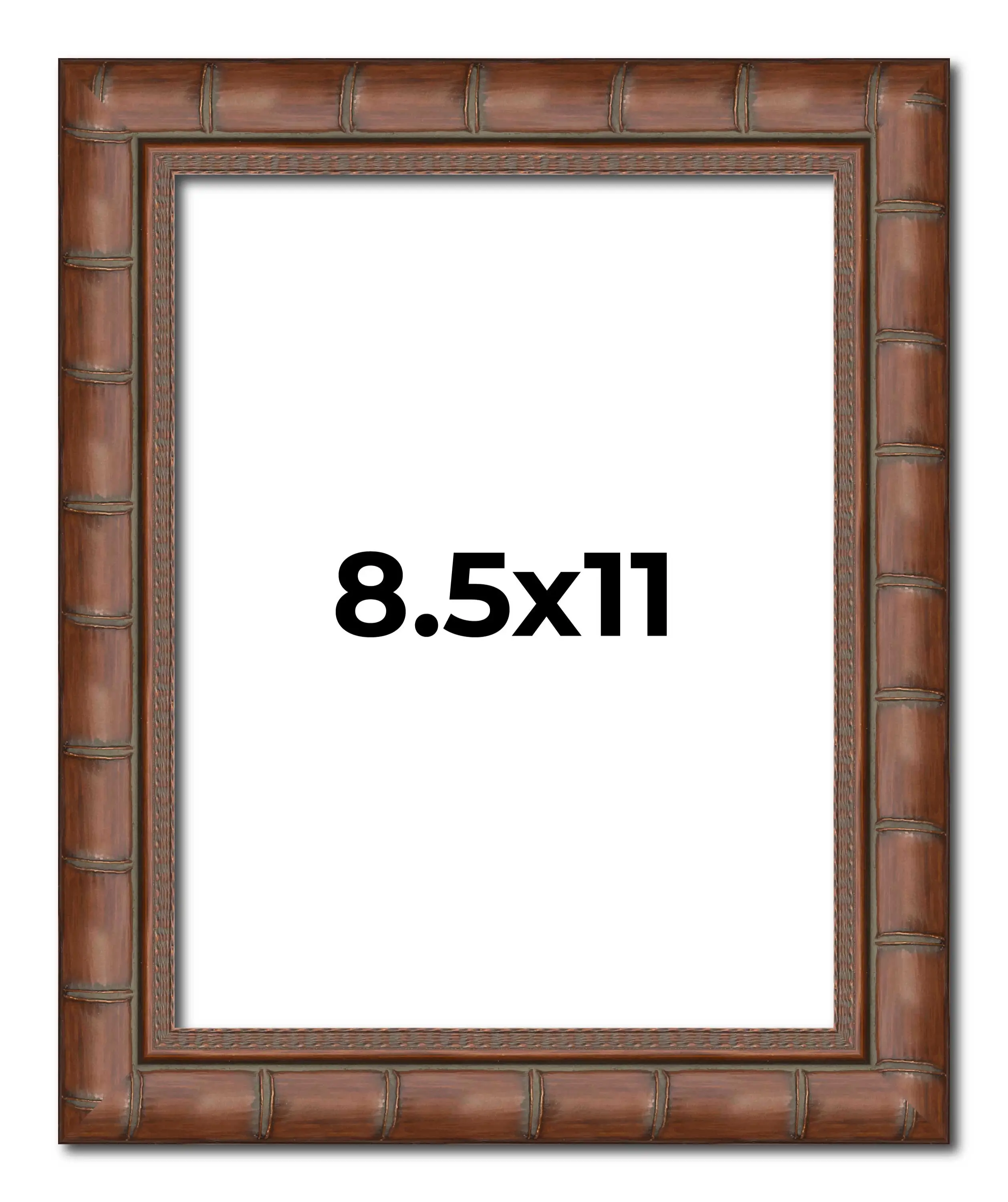 8.5x11 Brown Modern Bamboo Picture Frame - UV Acrylic, Foam Board Backing, Hanging Hardware