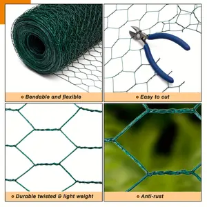 HITTITE Green Hexagonal Wire Mesh Fence For Chickens - Iron Alloy, - Double Twist Design