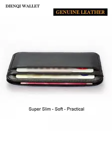 Ultra-Thin Genuine Leather Credit Card Holder, Business & ID Card Organizer, Sleek Minimalist Design for Men, All-Season Use