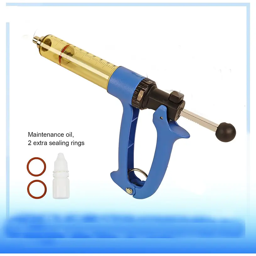 50ML Semi Automatic Livestock Syringe Adjustable Continuous Repeating Luer Lock for Cattle Cow Goat Sheep Pig