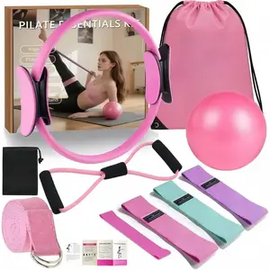 [Christmas Gift ]Pilates Essentials Kit for Women 11pcs - Better Yoga Pilates Kit for Home Workouts with Pilates Ring and Ball Set, Booty Bands, Figure 8 Resistance Band, Yoga Bands for Stretching pilate essential