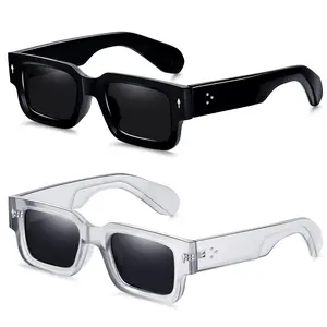 EunoiaLens 2PCS Unisex Vintage Square Full Rim Plastic Sunglasses, Modern Trendy Casual Clear Eyewear, Women's Sunglasses for Everyday Outdoor Activities, 2025 Fashion Accessory