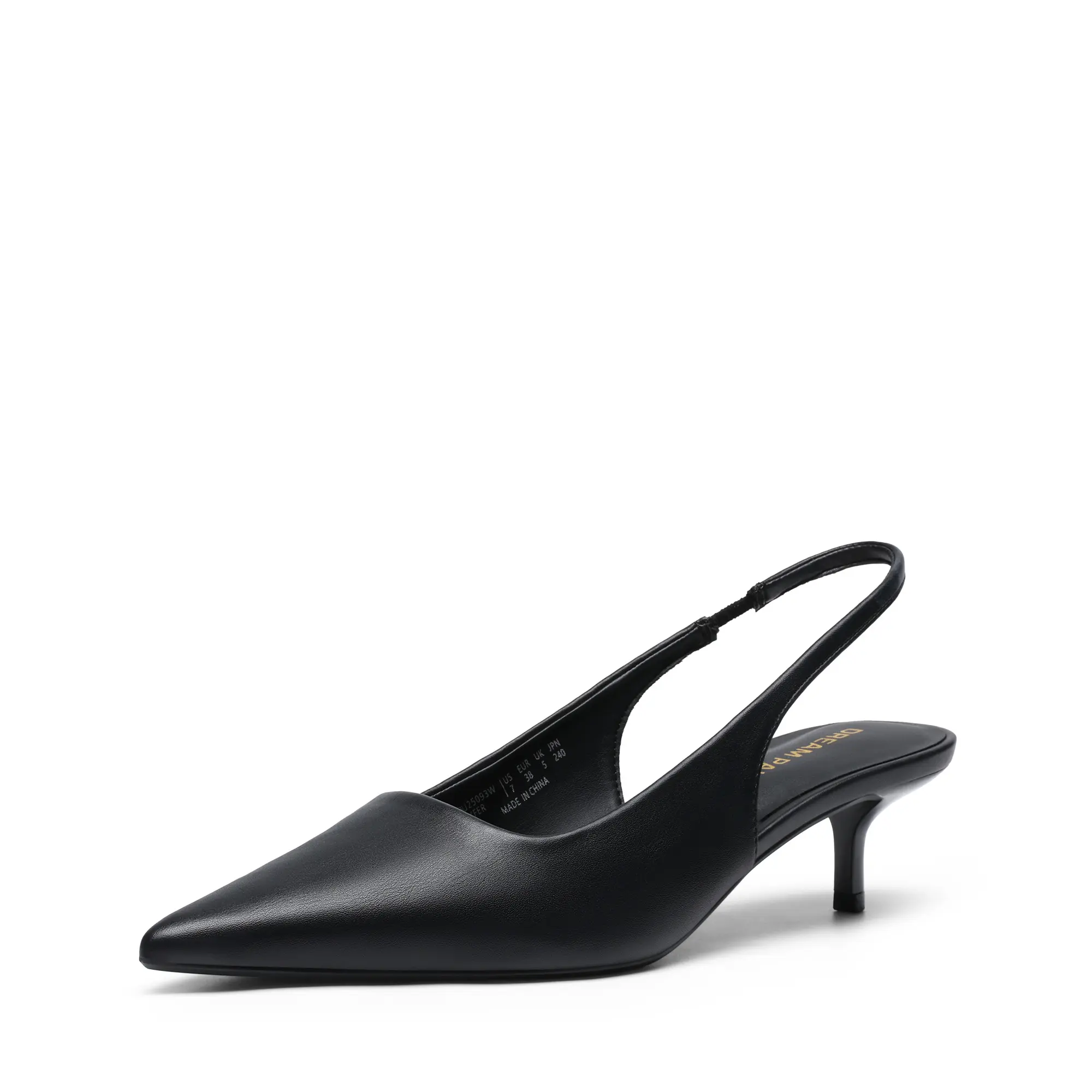 Dream Pairs Women's Pointed-Toe Slingback Pumps - Comfortable Low-Heel Polyurethane Dress Shoes with Adjustable Strap for Business Office