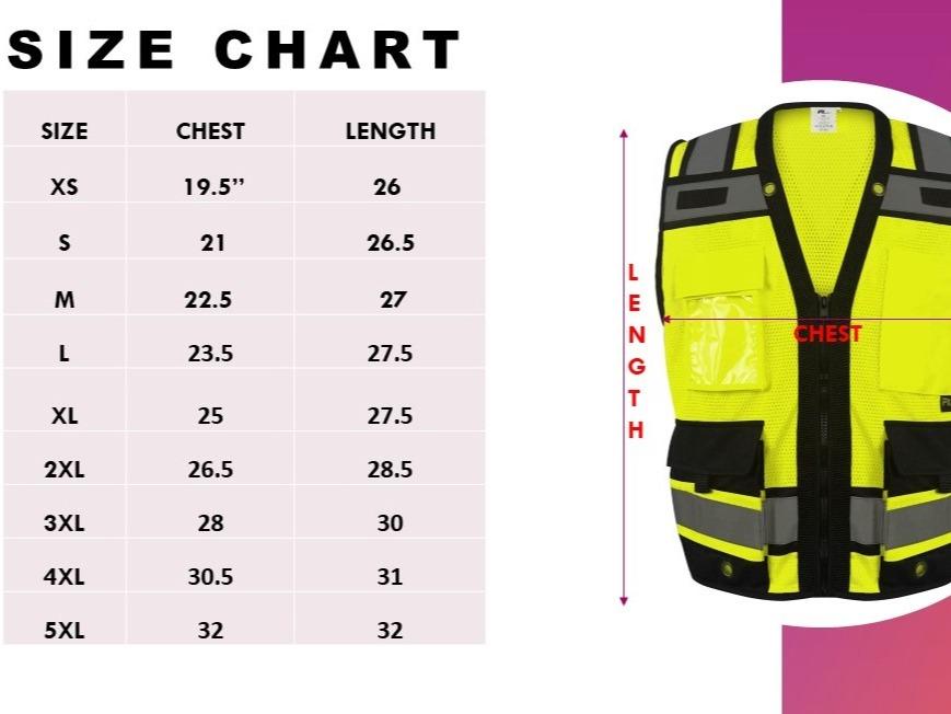 Superintendent Vest, High Visibility Reflective Safety, Mesh Safety Vest with Zipper and Multi pockets AMERICAN SIZE
