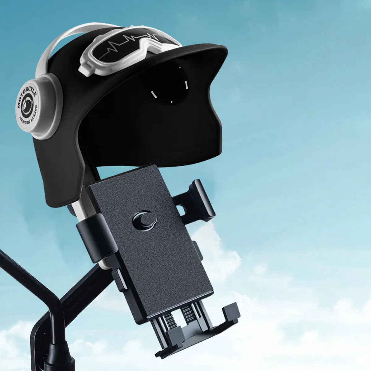Motorcycle phone holder, rearview mirror mounting bracket with helmet design, electric bicycle sunshade navigation Visibility Aid phone holder, motorcycle accessories, Motor Parts Accessories, Accesorios Para Moto