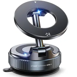 Magnetic Suction Cup Phone Holder, 360° Adjustable Magnetic Cell Phone Mount, Pocket-Sized Foldable Portable Phone Holder for All Smartphones