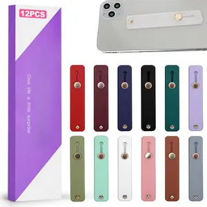 12 Pack Phone Finger Straps -  Grip Loop Holders for Universal Cell Phone Case,  Adhesive Loop Strap, Assorted Colors Finger Grip for