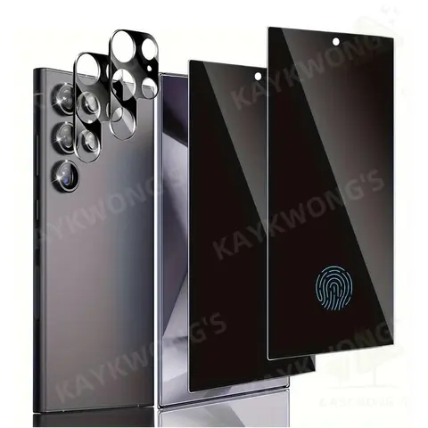 KAYKWONG'S 2 in 1 Privacy Screen Protector & Lens Protector, Anti Peeping, 1 Set Tempered Glass Screen Protector & Lens Protector, Phone Accessories for Samsung Galaxy S21/22/23/24/25 Ultra, Cover